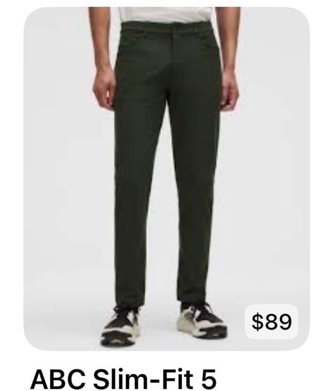 Men’s Lululemon ABC Classic-Fit 5 Pocket Pant Warpstreme Olive Green